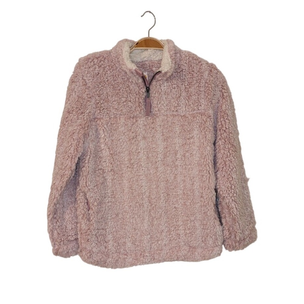 C&C California Sherpa Pullover Quarter Zip Pink Fuzzy Cozy Girls Size 12‎ NWT